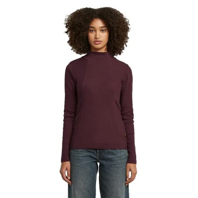 тениска,дамски,тениски,g,star,a,line,slim,fit,long,sleeve,high,neck,t,shirt,maroon,(purple)