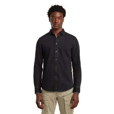 риза,с,дълъг,ръкав,мъжки,ризи,g,star,clean,slim,fit,long,sleeve,shirt,worn,in,oyster,shell,(black)