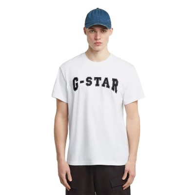 тениска,мъжки,тениски,g,star,felt,logo,short,sleeve,t,shirt,white