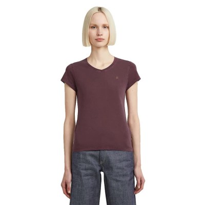 тениска,дамски,тениски,g,star,overdyed,eyben,slim,2.0,short,sleeve,v,neck,t,shirt,maroon,gd,(purple)