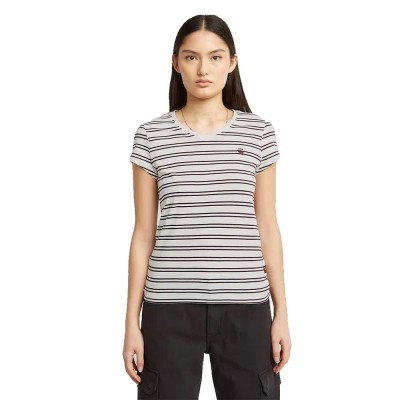 тениска,дамски,тениски,g,star,stripe,eyben,slim,2.0,short,sleeve,v,neck,t,shirt,milk,maroon,double,stripe,(white)