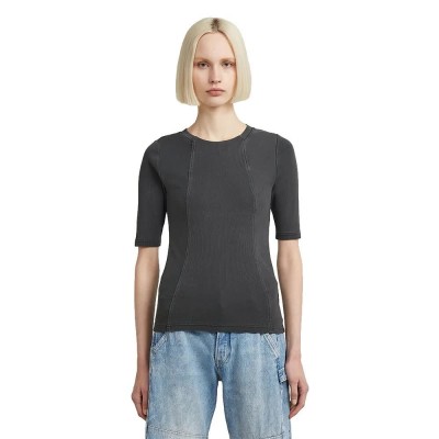 тениска,дамски,тениски,g,star,washed,a,line,slim,fit,short,sleeve,t,shirt,dark,black,gd,(grey)