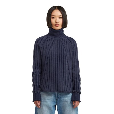 блуза,дамски,пуловери,дамски,плетени,дрехи,g,star,washed,loose,fit,high,neck,sweater,blue,(osaka,blue,gd)