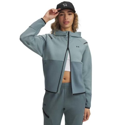 поларена,блуза,дамски,блузи,under,armour,unstoppable,fleece,full,zip,sweatshirt,green,black,(grey)