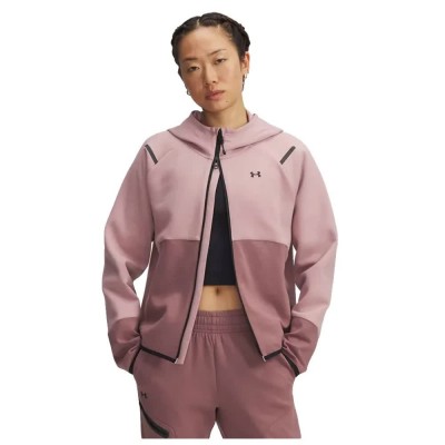 поларена,блуза,дамски,блузи,under,armour,unstoppable,fleece,full,zip,sweatshirt,pink,black,(pink)