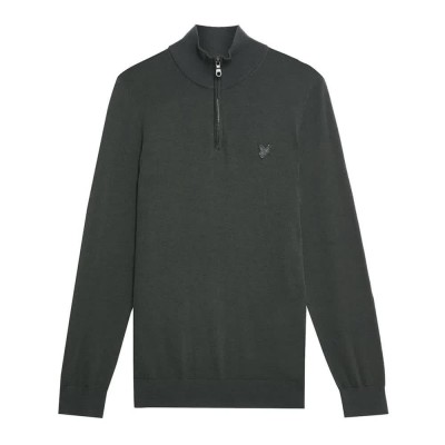блуза,мъжки,пуловери,lyle,&,scott,tonal,eagle,marino,half,zip,sweater,grey,(gunmetal)