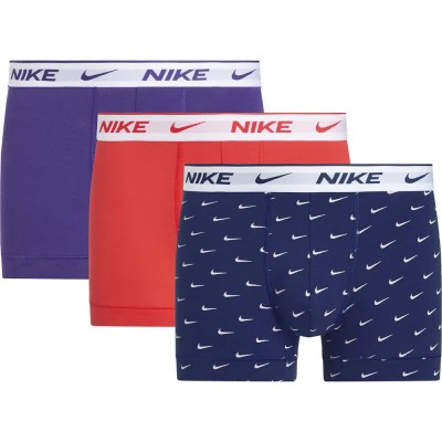 боксерки,мъжко,бельо,nike,eday,cotton,stretch,boxers,3,units,blue,void,swoosh,print,light,crimson,court,purple,(multicolor)