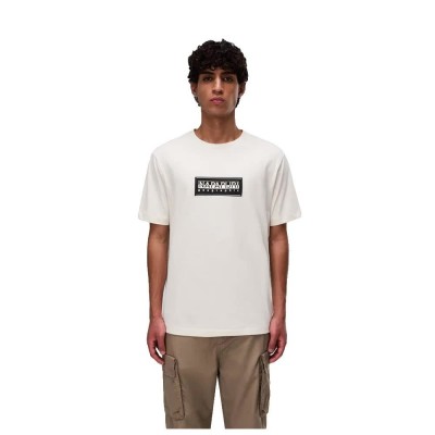 тениска,мъжки,тениски,napapijri,box,logo,short,sleeve,t,shirt,white,(beige,dimity)