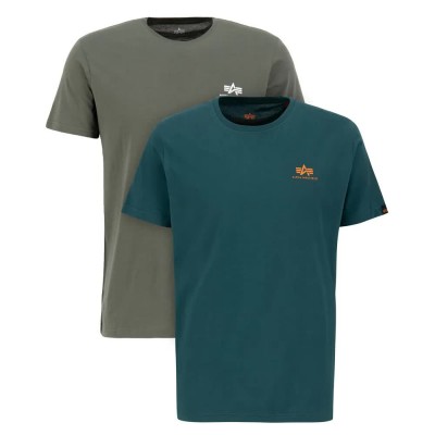 тениска,мъжки,тениски,alpha,industries,basic,small,logo,short,sleeve,t,shirt,2,units,dark,olive,force,green,(green)