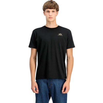 тениска,мъжки,тениски,alpha,industries,basic,tpu,small,logo,short,sleeve,t,shirt,black,shiny,gold,(black)