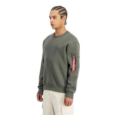 блуза,мъжки,пуловери,alpha,industries,label,sweatshirt,dark,olive,(green)