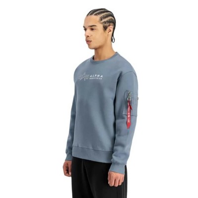 блуза,мъжки,пуловери,alpha,industries,label,sweatshirt,denim,blue,(blue)