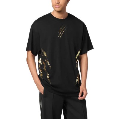 тениска,мъжки,тениски,philipp,plein,sport,body,lines,short,sleeve,t,shirt,black,(black,light,gold)