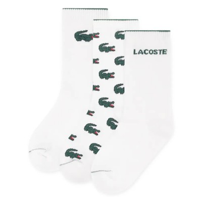 детски,чорапи,мъжки,чорапи,дамски,чорапи,lacoste,kids,croc,crew,socks,3,pairs,white,(white)