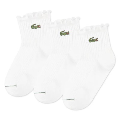 детски,чорапи,мъжки,чорапи,дамски,чорапи,lacoste,kids,ruffle,quarter,socks,3,pairs,white,(white)