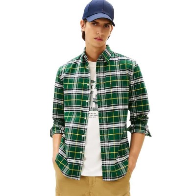 карирана,риза,мъжки,ризи,tommy,hilfiger,brushed,oxford,check,regular,fit,long,sleeve,shirt,ornamental,green,check