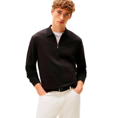мъжки,блузи,с,яка,tommy,hilfiger,interlock,regular,fit,long,sleeve,polo,black,(black)