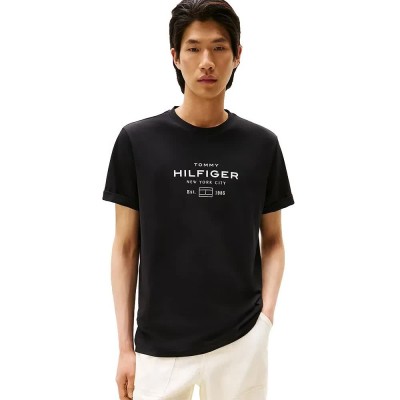 тениска,мъжки,тениски,tommy,hilfiger,stack,graphic,short,sleeve,t,shirt,black