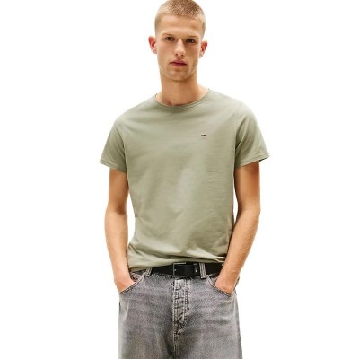 тениска,мъжки,тениски,tommy,jeans,dm0dm04411,slim,fit,short,sleeve,t,shirt,utility,sage,(green)