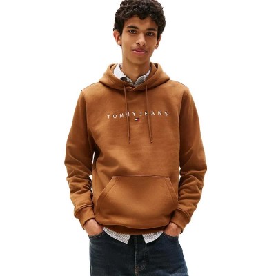 суичър,мъжки,пуловери,tommy,jeans,linear,logo,regular,fit,hoodie,pecan,nut,multicolor,(brown)