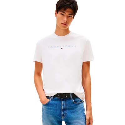 тениска,мъжки,тениски,tommy,jeans,linear,logo,regular,fit,short,sleeve,t,shirt,ecru,multi,(white)