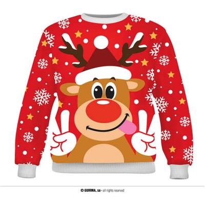 блуза,детски,блузи,guirma,reindeer,christmas,sweater,multicolor