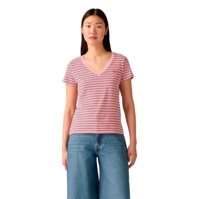 тениска,дамски,тениски,levi´s,®,the,perfect,short,sleeve,v,neck,t,shirt,clara,stripe,zephyr,(pink)