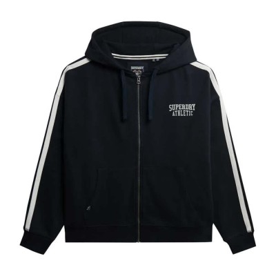 блуза,дамски,блузи,superdry,athletic,essentials,relaxed,fit,full,zip,sweatshirt,eclipse,navy,(black)