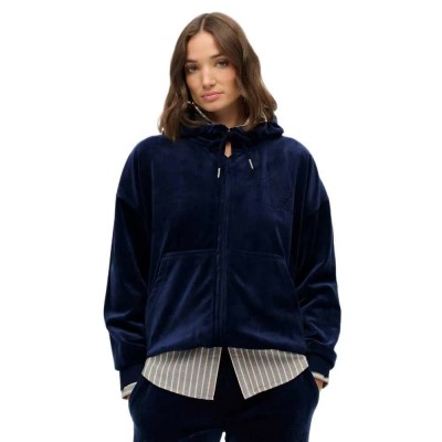 блуза,дамски,блузи,superdry,country,club,velour,full,zip,sweatshirt,blue,(rich,navy)