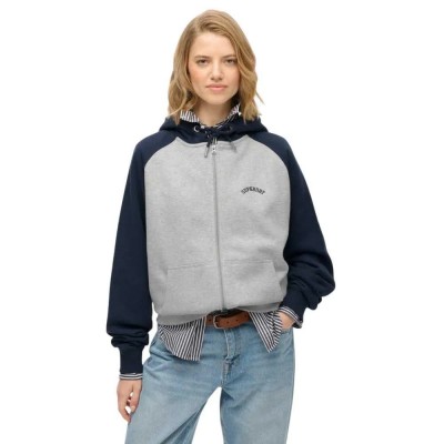 блуза,дамски,блузи,superdry,essential,logo,oversize,full,zip,sweatshirt,glacier,grey,mrl,richest,navy