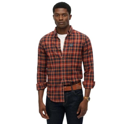 карирана,риза,мъжки,ризи,superdry,m4011047a,long,sleeve,shirt,orange,(logger,check,orange)