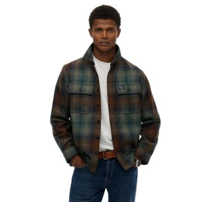 мъжки,якета,superdry,miller,overshirt,brown,blue,(western,ombre,bronze)