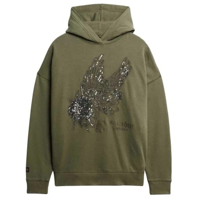 суичър,дамски,блузи,superdry,tattoo,embellish,oversize,hoodie,green,(dusty,olive,green)