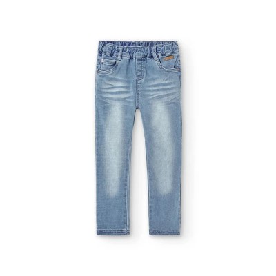 панталони,детски,панталони,boboli,denim,knit,pants,bleach,wash,(blue)