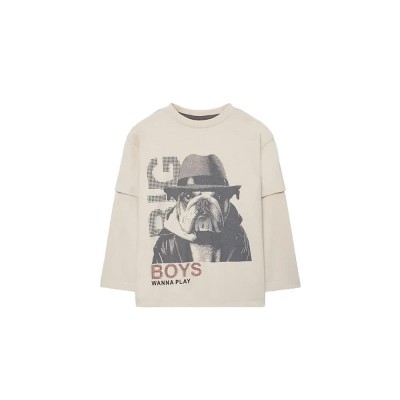 тениска,детски,тениски,boboli,knit,long,sleeve,t,shirt,cream,(beige)