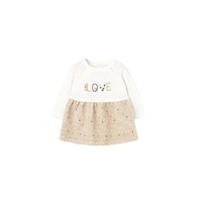 блуза,детски,поли,и,рокли,boboli,knitwear,combined,dress,polka,dot,print,(beige)