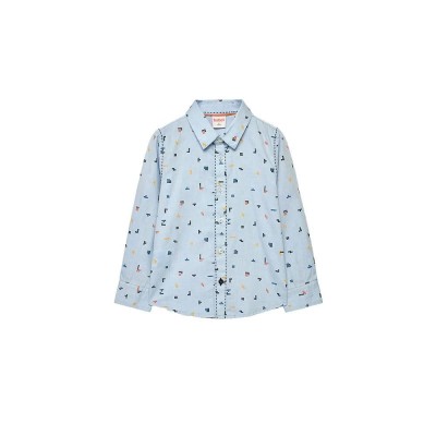 риза,с,дълъг,ръкав,детски,ризи,boboli,oxford,long,sleeve,shirt,tetris,print,(blue)