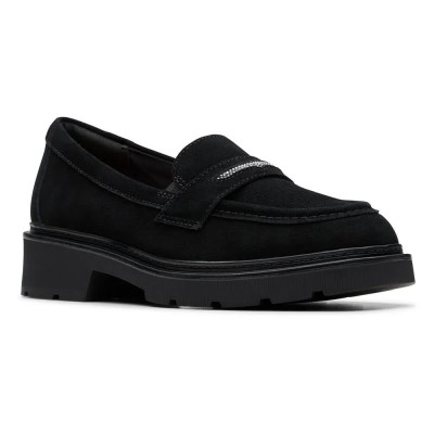 обувки,дамски,обувки,clarks,shoes,lauryl,step,loafers,black,(black,suede)