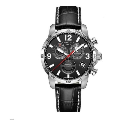часовник,часовници,certina,c034654160570,watch,silver,(black,leather,black)