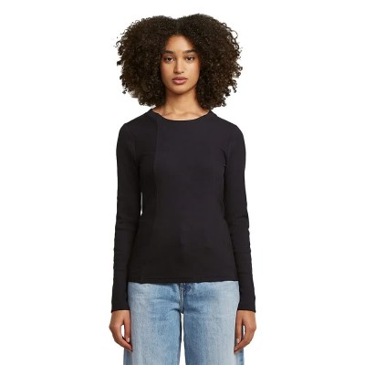тениска,дамски,тениски,g,star,a,line,slim,rib,long,sleeve,t,shirt,dark,black,(black)