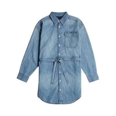 рокля,дамски,поли,и,рокли,g,star,belted,long,sleeve,dress,blue,(antique,faded,thames)