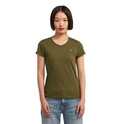 тениска,дамски,тениски,g,star,eyben,slim,short,sleeve,v,neck,t,shirt,dark,olive,(green)