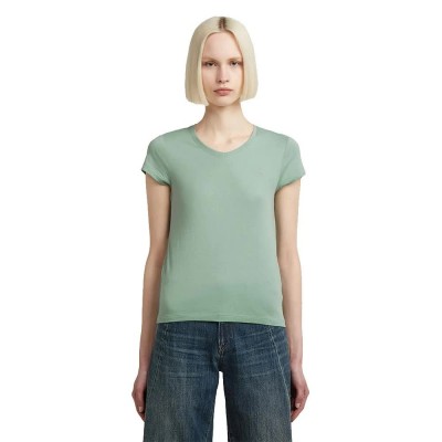 тениска,дамски,тениски,g,star,eyben,slim,short,sleeve,v,neck,t,shirt,granite,green