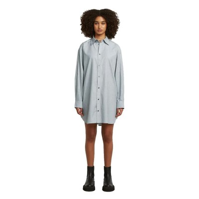 рокля,дамски,поли,и,рокли,g,star,oversized,woven,long,sleeve,dress,salute,white,oxford,(grey)