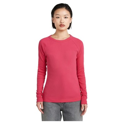 тениска,дамски,тениски,g,star,slim,rib,keyhole,long,sleeve,t,shirt,pink,(pink,peacock)
