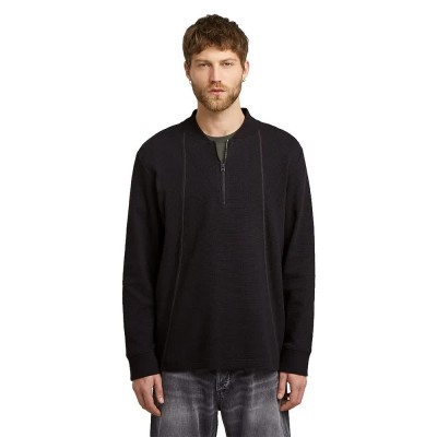 тениска,мъжки,тениски,g,star,tweeter,a,line,half,zip,long,sleeve,t,shirt,black,(dark,black)