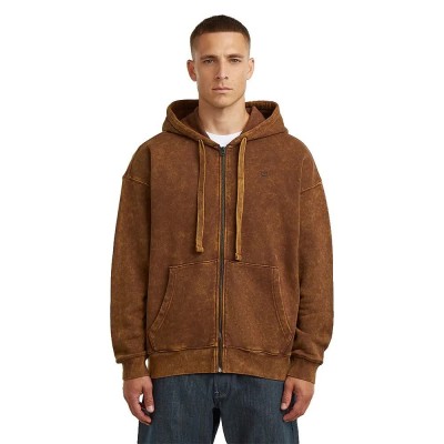 блуза,мъжки,пуловери,g,star,washed,loose,full,zip,sweatshirt,brown,(potting,soil,smokey,gd)