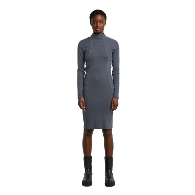 рокля,дамски,поли,и,рокли,g,star,washed,slim,rib,long,sleeve,dress,osaka,blue,gd