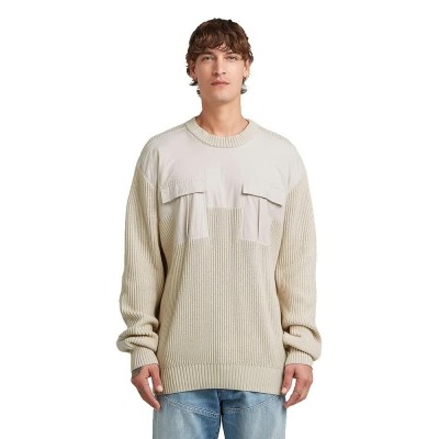 блуза,мъжки,пуловери,g,star,woven,mix,sweater,whitebait,(beige)