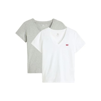 тениска,мъжки,тениски,дамски,тениски,levi´s,®,perfect,short,sleeve,v,neck,t,shirt,2,units,white,grey,(white,0002)